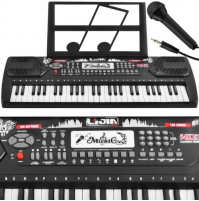 Compact professional synthesizer with music stand, microphone, stand, 54 keys