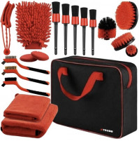 Large set for cleaning the car interior, detailing - brushes, tassels, microfiber cloths, 19 pcs