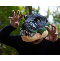 Interaktīva biedējoša dinozaura Raptora mehāniska karnevāla maska ar kustīgu muti, skaņas un gaismas efektiem