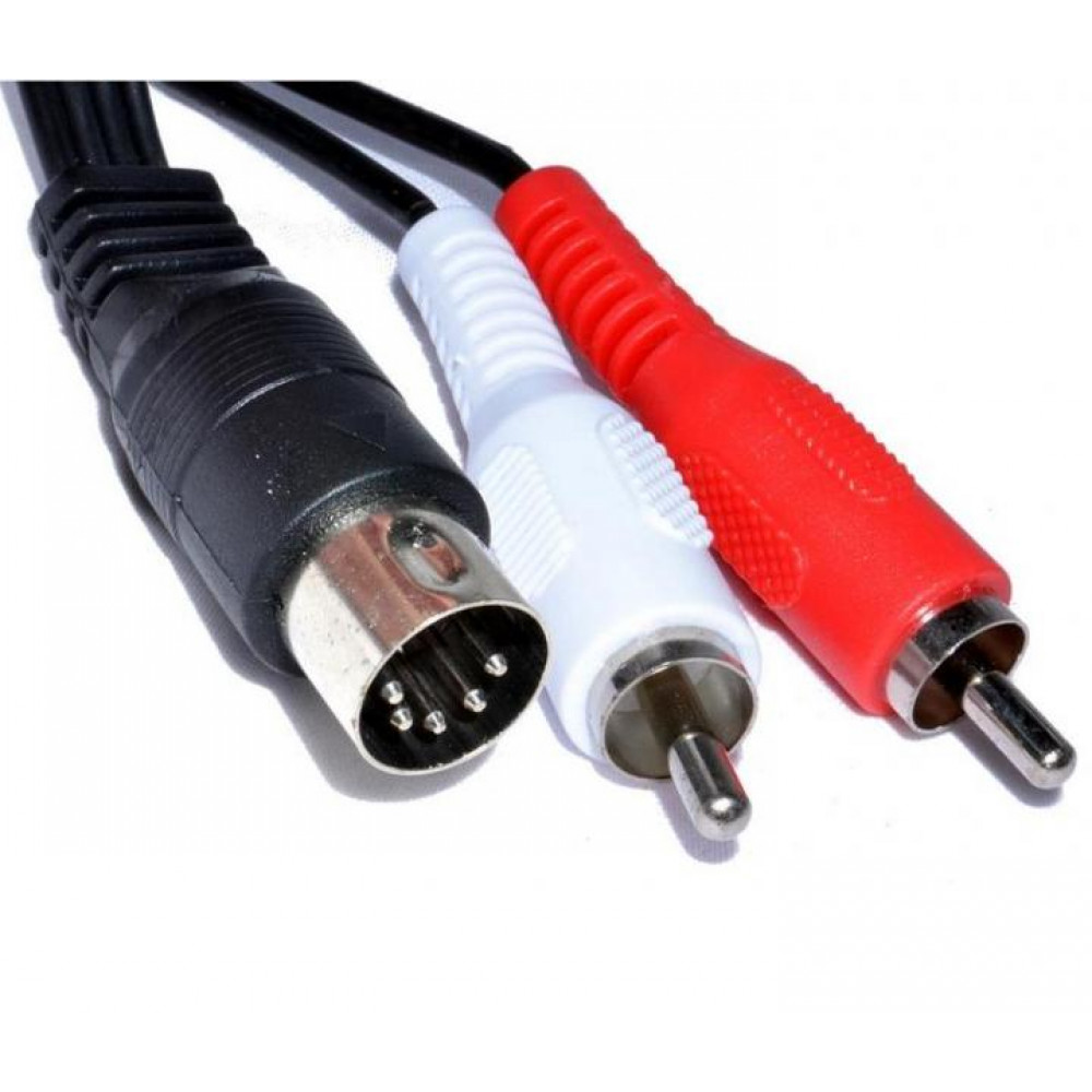 Pārejas kabelis DIN 5 pin 5/180 ° male - 2 x RCA tulpe male lenšu magnetofona pāreja