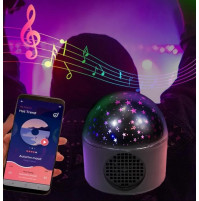 Kompakta LED disko bumba, zvaigžņotās debess projekcija ar iebūvētu skaļruni LED Magic Ball Star Master