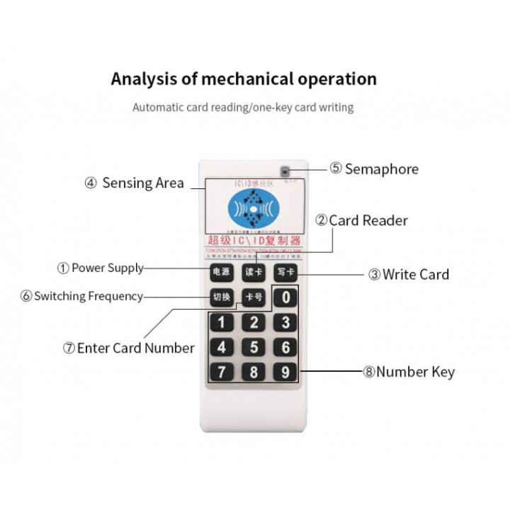 Device for copying keys from the intercom, chip copier, RFID duplicator, NFC cards for pass 125 Khz - 13.56 Mhz