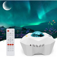 Mājas LED RGB miglājs zvaigžņotās debess planētas projektors ar iebūvētu Bluetooth skaļruni, nakts apgaismojums bērniem Aurora Galaxy projektor