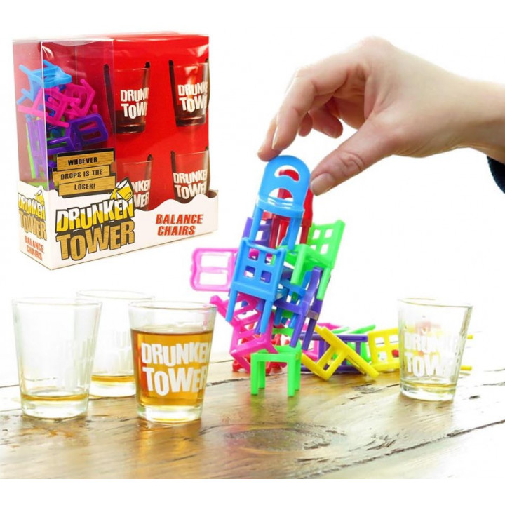 A fun drinking game for an adult company, Drunken Tower chairs