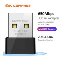 USB WiFi сетевой адаптер для подключения компьютера, телевизора, ноутбука к беспроводной сети интернета 650 Mbps 2.4G & 5G, внешняя сетевая карта