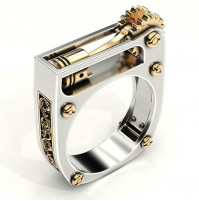 A gift to a man - mechanics, a ring with a working model of the engine