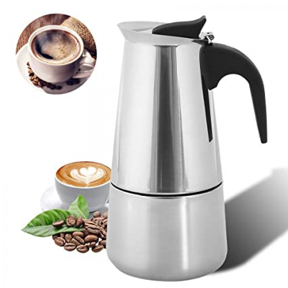 Klasiskā tērauda geizera itāļu geizera kafijas mašīna espresso pagatavošanai indukcijas plītim x 12 tasītem