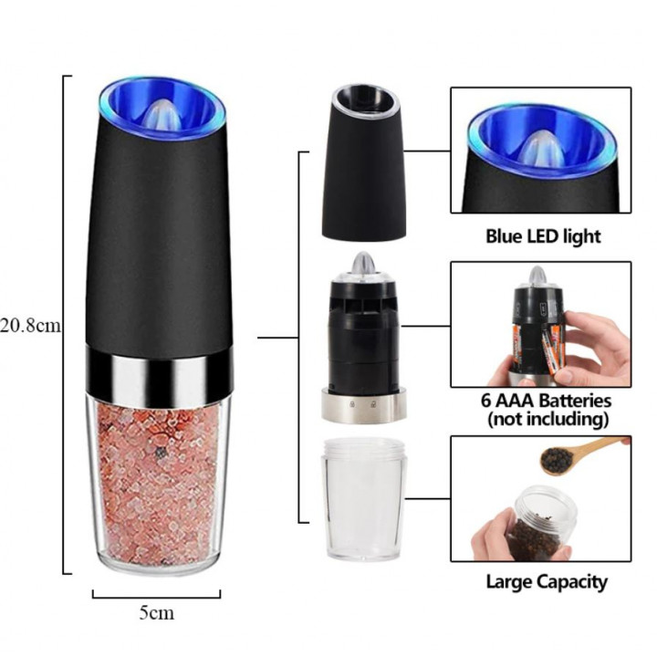 1/2/4X Electric Salt And Pepper Grinder Powered Gravity Sensor