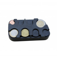 Ergonomic plastic holder for euro coins, wallet, coin box, organizer with springs billon for coins