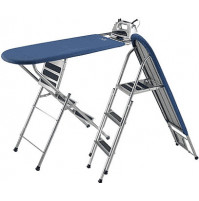 Compact ironing board with built-in ladder, stepladder, iron storage shelf, 3 steps
