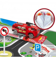 Childrens interactive play set, folding mat and fire truck with sound and light effects