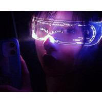Kiberpanka gaismas lielas LED brilles ballītēm, kosplejam, fotosesijām - Cool light technology glasses