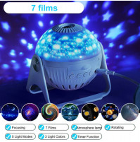 LED RGB HD лазерный проектор планетарий звездного неба с луной, детский ночник галактики, созвездий, с пультом управления и сменными пейзажами неба