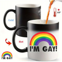 Magic chameleon mug with a cool, revealing inscription - I`m Gay! changes color when heated