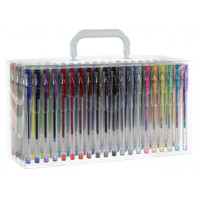Huge XXL set of gel colored pens for drawing, with a storage case, 140 pcs