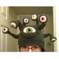 Cool knitted octopus monster hat with 7 eyes