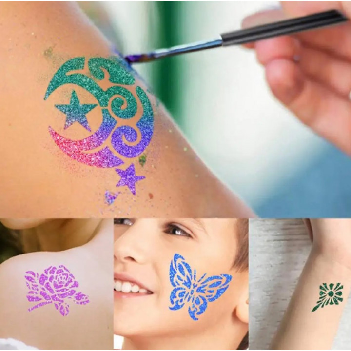 Glimmer Body Art Glitter Tattoo Stencils - Ballerina (5/pk) |  ClownAntics.com