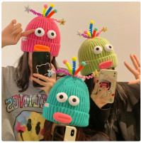 Funny stupid 3D Gogo Mogo hat with a funny face, a gift for your best friend, girlfriend