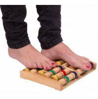 Acupuncture wooden foot and palm massager, with rubber softening rollers
