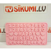 Silicone heat-resistant mold for cookies, chocolate, candies, in the form of wishes Happy Birthday