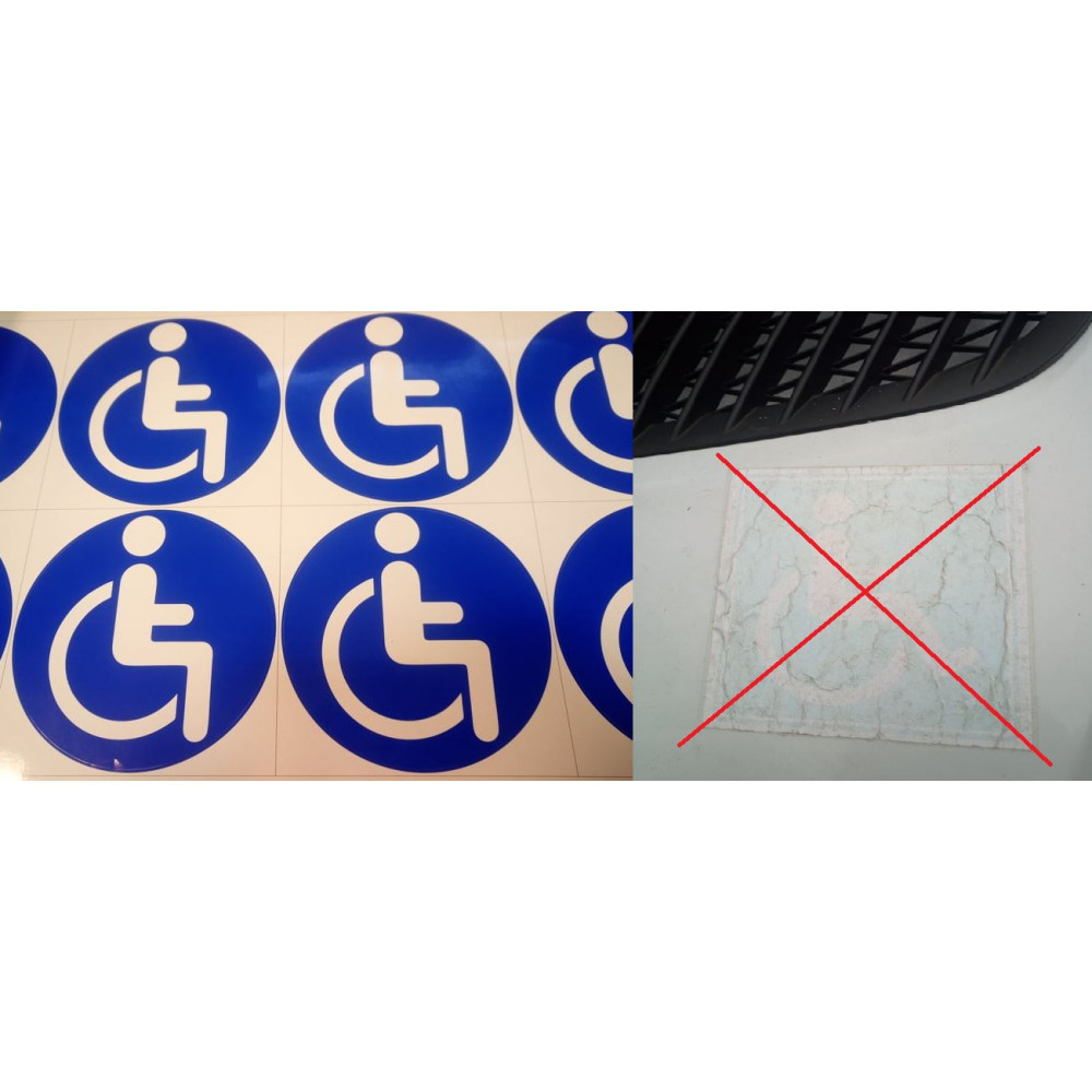 Kvalitatīva laminēta uzlīme invalīdu transportam, nezaudē krāsu