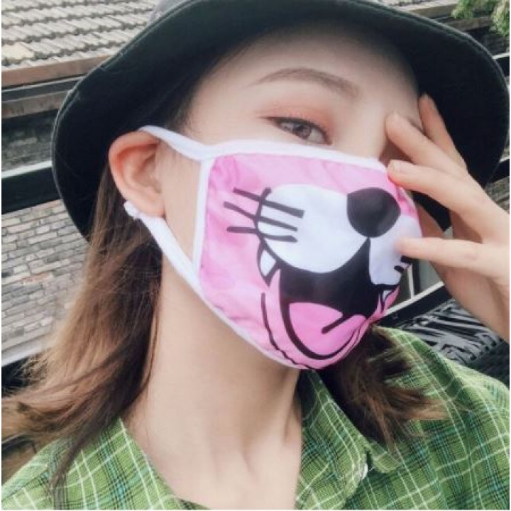 Stylish k-pop pink pussy patterned face mask