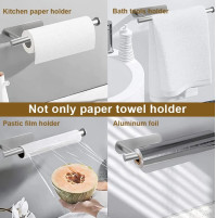 Stylish, stainless metal holder for kitchen towels and toilet paper