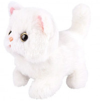 Childrens interactive soft toy companion White Cat, runs, meows, waves its tail