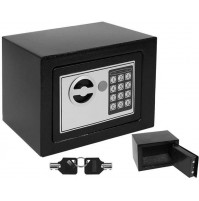 Reliable metal strong safe with a combination lock and a key for storing jewelry, money, documents
