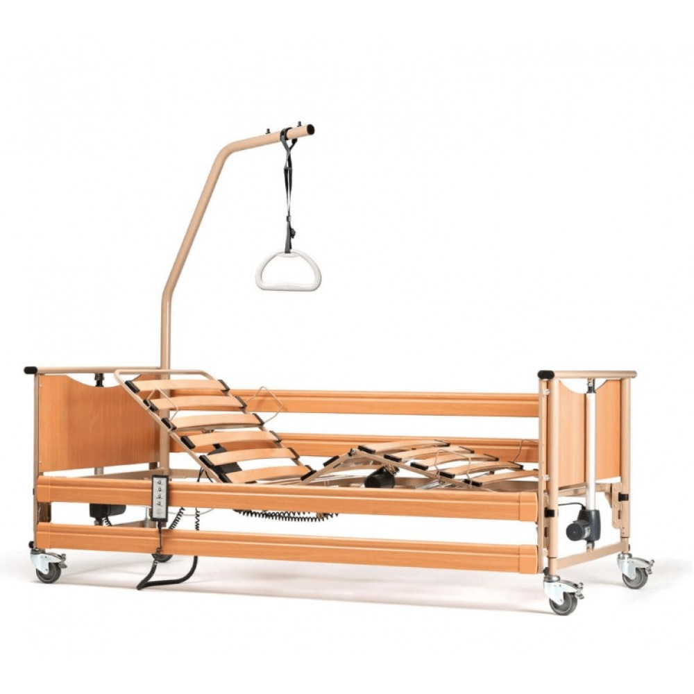 Automatic medical functional adjustable hospital bed with trapeze for bedside patient care. Used  goods