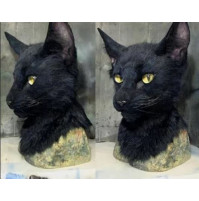 Full, realistic black fluffy cat mask