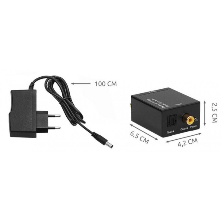 Optical audio converter for converting from optical to digital and analog audio, connecting an old audio system to a new TV