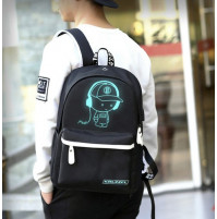 Stylish backpack for children and adults with colored LED backlight, reflector, phone charger, padlock