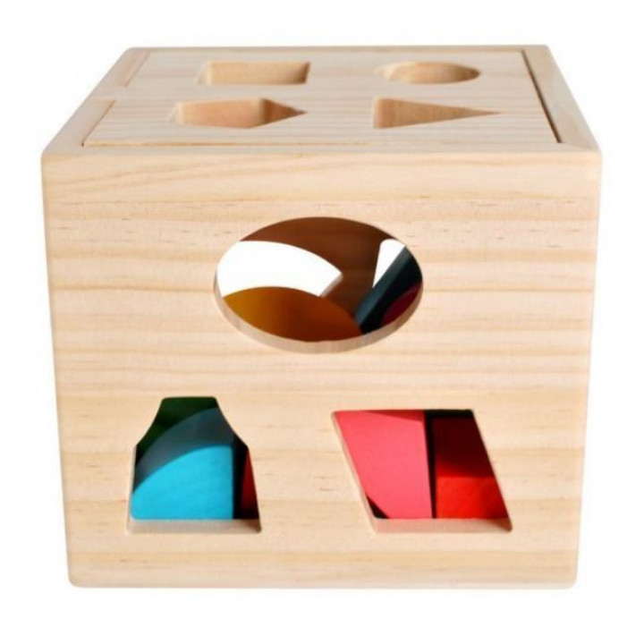 Educational children's toy 2+ years old - wooden Cube Puzzle 3D puzzle sorter for the development of thinking and fine motor skills