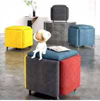 Stylish transformable folding pouf, set of 5 in 1 Rubik's Cube stools to save space at home