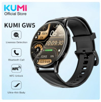 Gudrais ūdensizturīgs viedais pulkstenis Kumi GW5 ar iebūvētu NFC, sirdsdarbības monitoru, miega uzraudzību, oksimetru, spiediena mērītāju, balss asistentu