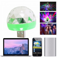 Mini LED disco ball for a phone or other device with USB / Micro USB. Portable disco