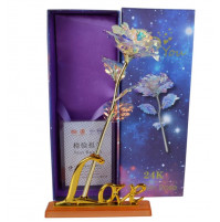 A creative gift for any occasion, a luminous LED golden rose in a gift box and with a LOVE stand
