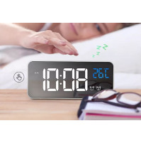 Mirror clock with LCD screen, built-in alarm clock, thermometer