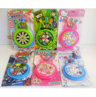 Childrens darts with a spinning target and safe magnetic darts inspired by The Avengers, LOL! Surprise, Ben 10, Hello Kitty, Frozen II