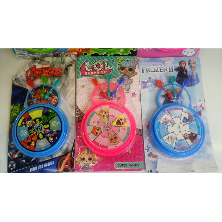Childrens darts with a spinning target and safe magnetic darts inspired by  The Avengers, LOL! Surprise, Ben 10, Hello Kitty, Frozen II - .  Gift Ideas