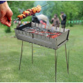 Folding, camping, steel, compact grill for 10 skewers