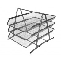 Horizontal desktop 3-tier shelf for sheets of paper - metal organizer for A4 documents