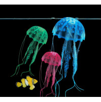 Декоративная цветная силиконовая плавающая медуза - декор для аквариума