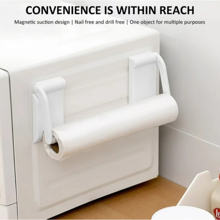 Ergonomisks, pielīmējams magnēta turētājs tualetes papīram, virtuves dvieļiem