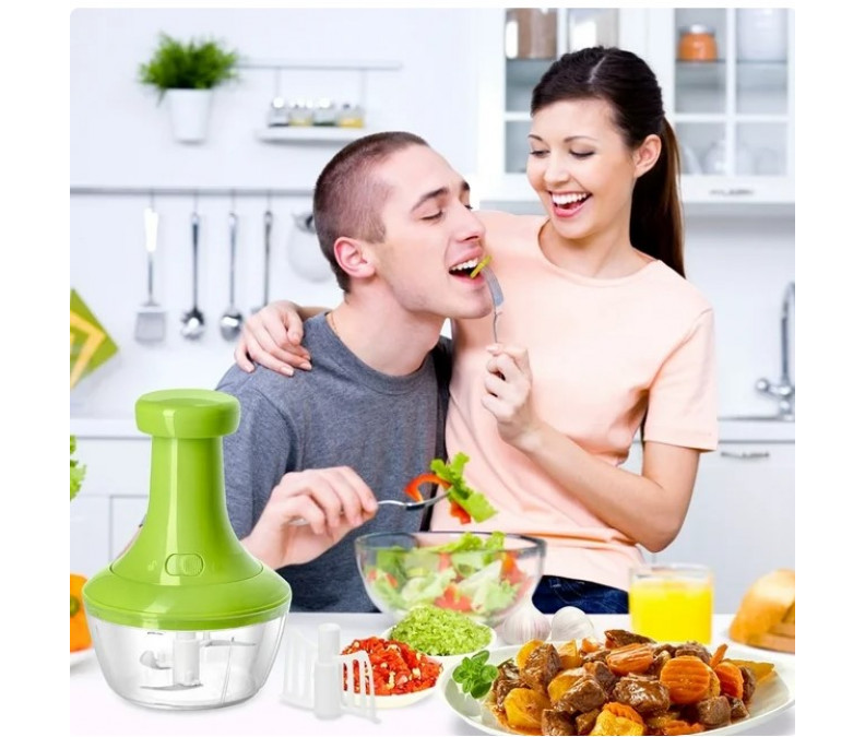 Mechanical mini chopper, grater, slicer, and vegetable cutter for fruits, vegetables, cheese, nuts, onions, garlic Miny Speedy Chopper