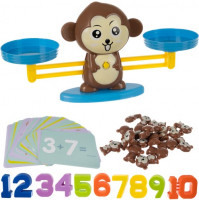 Bērnu attīstoša interaktīva matemātiska rotaļlieta montessori - Svari Pērtiķis - mācies skaitīt ar aritmētikas kārtiņām, cipariem