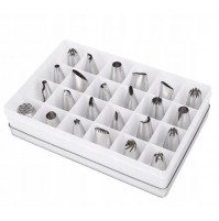 A set of nozzles of 24 pieces for a pastry sleeve, for decorating cakes, muffins, cookies, baking