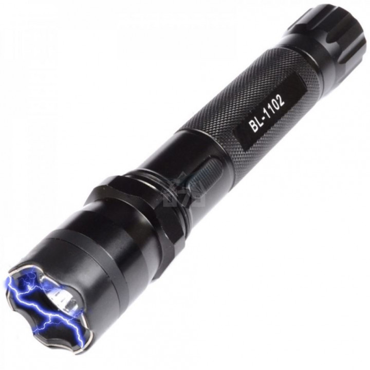 Bright LED flashlight with a built-in rechargeable battery and an auto-charger - a stun gun to scare away dogs