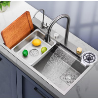 Multifunctional, ergonomic sink Waterfall 9 in 1 for the kitchen, with a built-in sink for glasses, vegetables